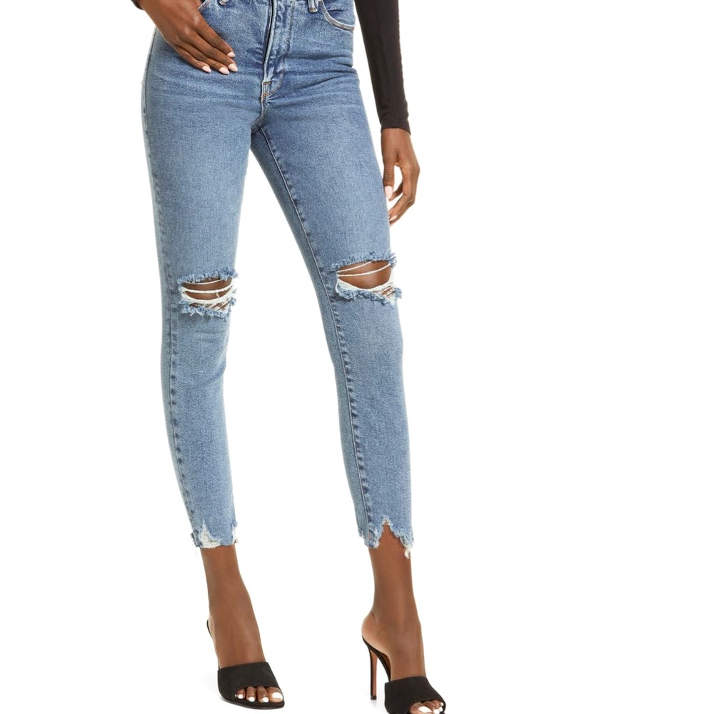Good American Good Waist Chew Hem Jeans